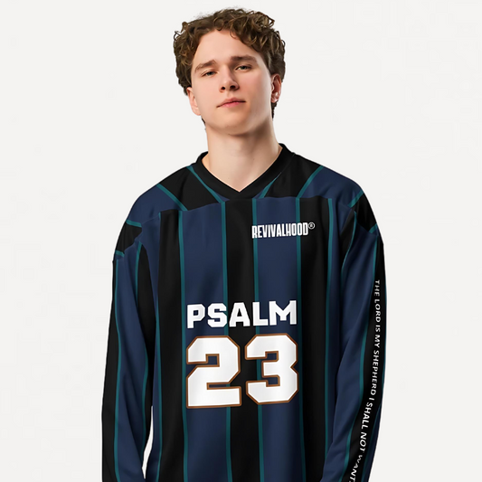 REVIVALHOOD® PSALM 23 V-Neck Long Sleeve Jersey