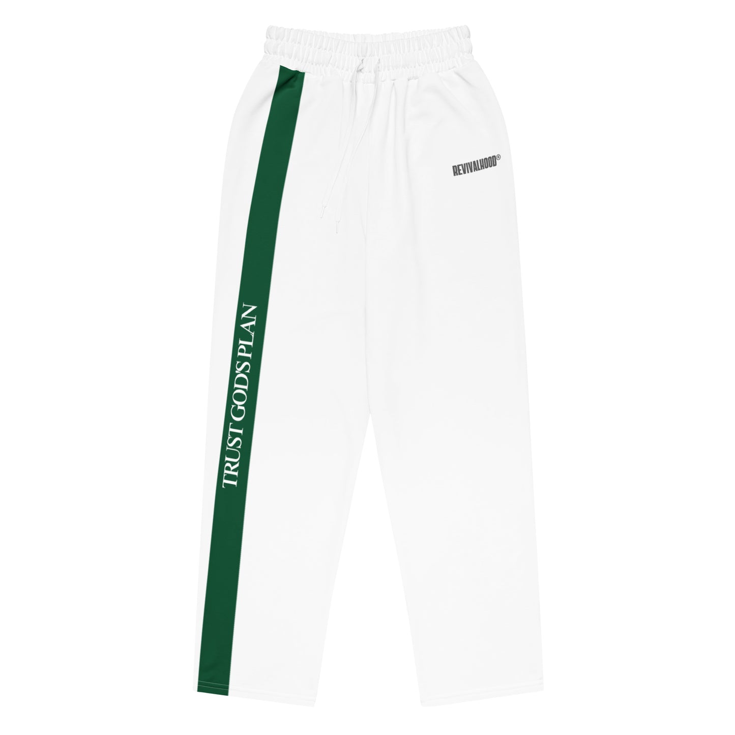 REVIVALHOOD® Trust God Wide-leg joggers (White)