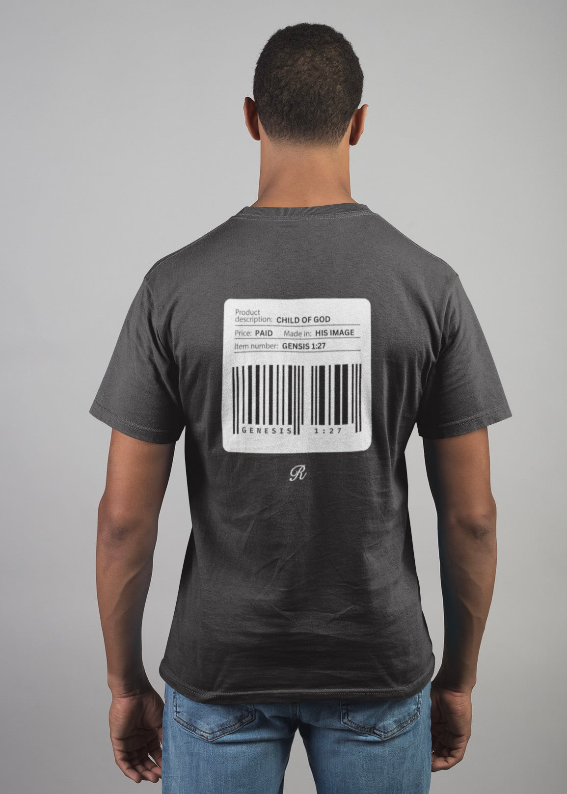 REVIVALHOOD® MADE IN HIS IMAGE BARCODE Oversized faded t-shirt