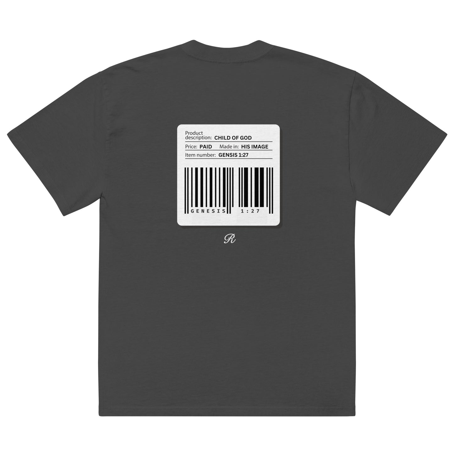 REVIVALHOOD® MADE IN HIS IMAGE BARCODE Oversized faded t-shirt