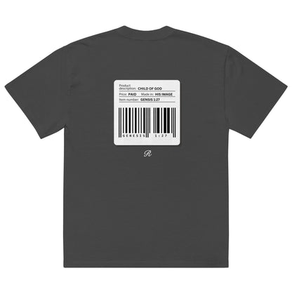 REVIVALHOOD® MADE IN HIS IMAGE BARCODE Oversized faded t-shirt