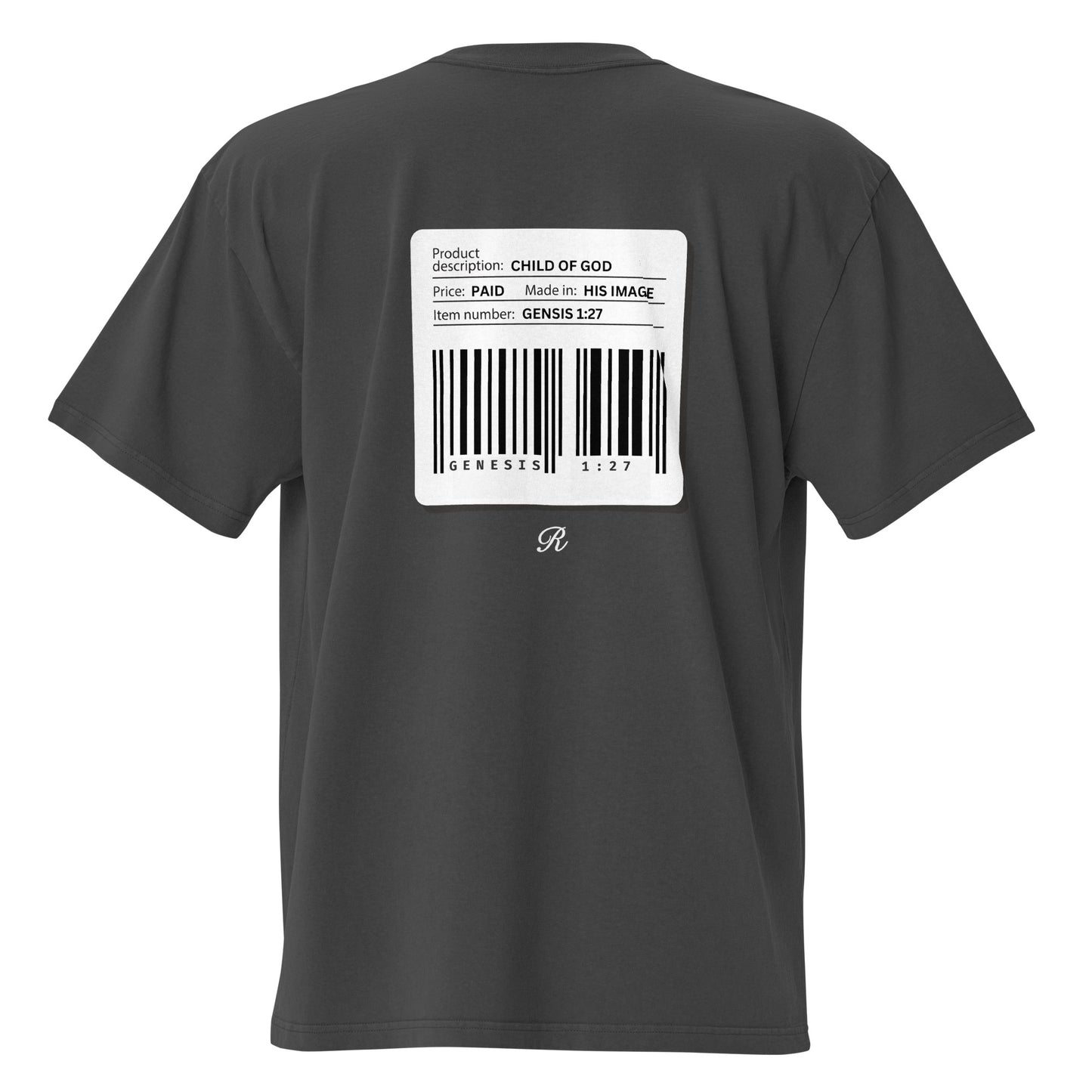 REVIVALHOOD® MADE IN HIS IMAGE BARCODE Oversized faded t-shirt