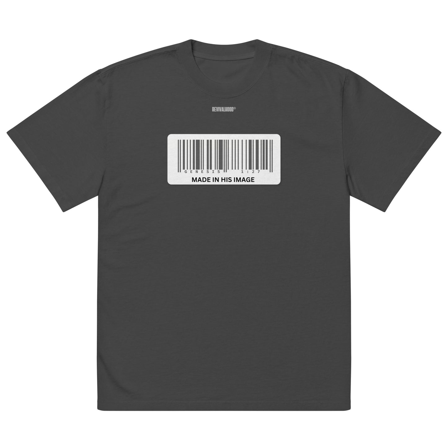 REVIVALHOOD® MADE IN HIS IMAGE BARCODE Oversized faded t-shirt