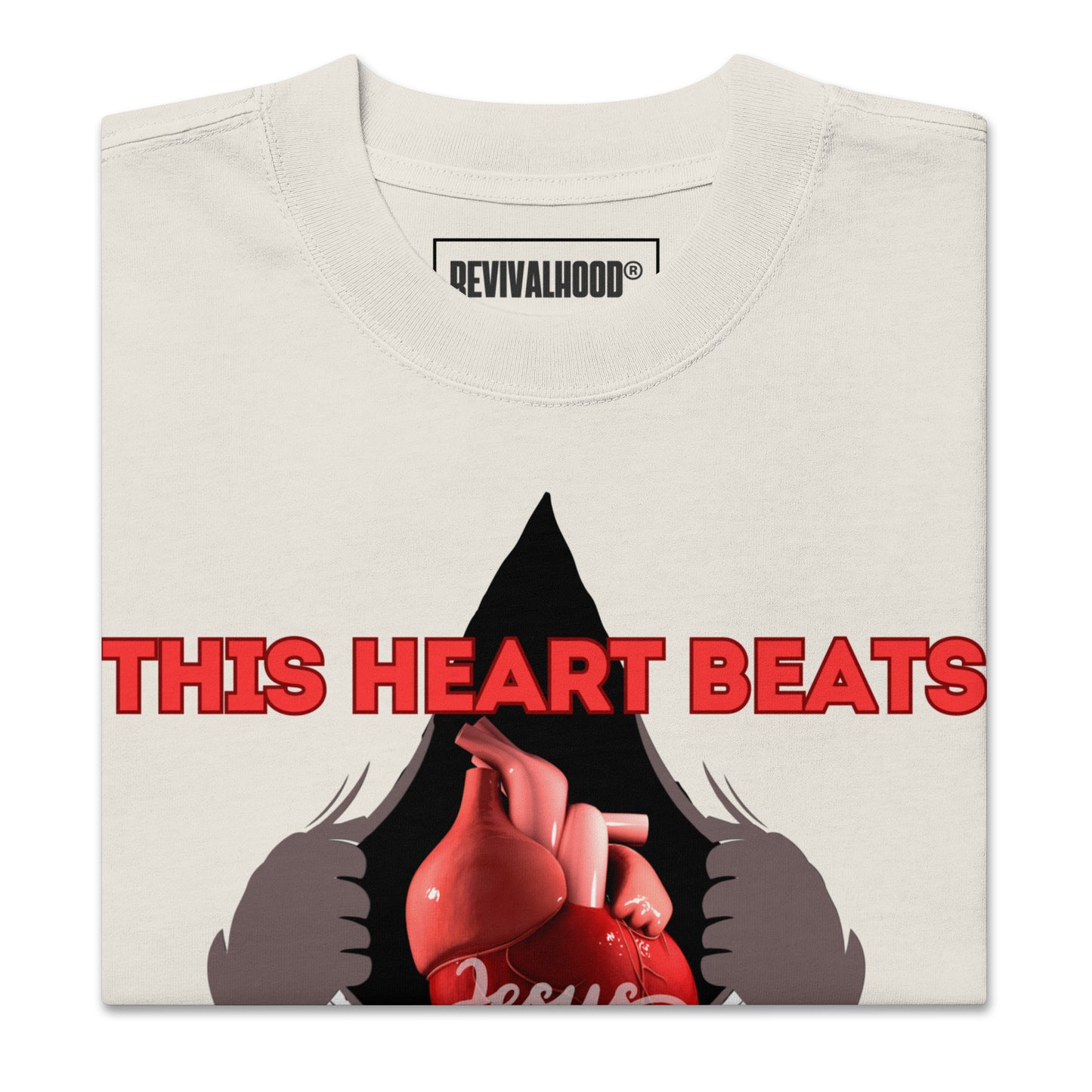 REVIVALHOOD® HEART BEATS Oversized faded t-shirt