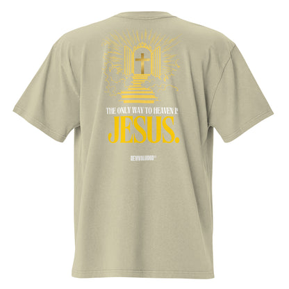 REVIVALHOOD® THE ONLY WAY TO HEAVEN IS JESUS Oversized faded t-shirt