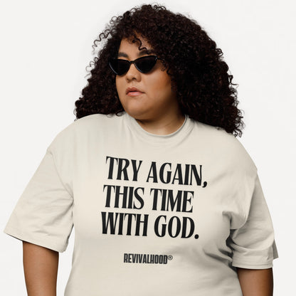 REVIVALHOOD® Try Again Oversized T-Shirt (FRONT GRAPHIC ONLY)