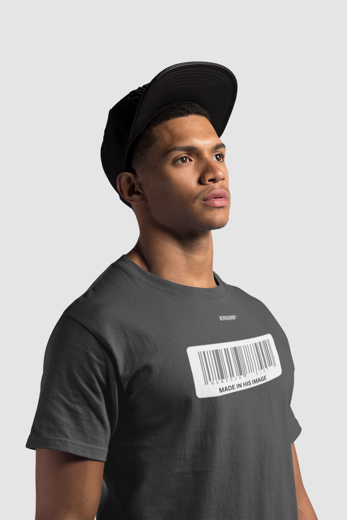 REVIVALHOOD® MADE IN HIS IMAGE BARCODE Oversized faded t-shirt